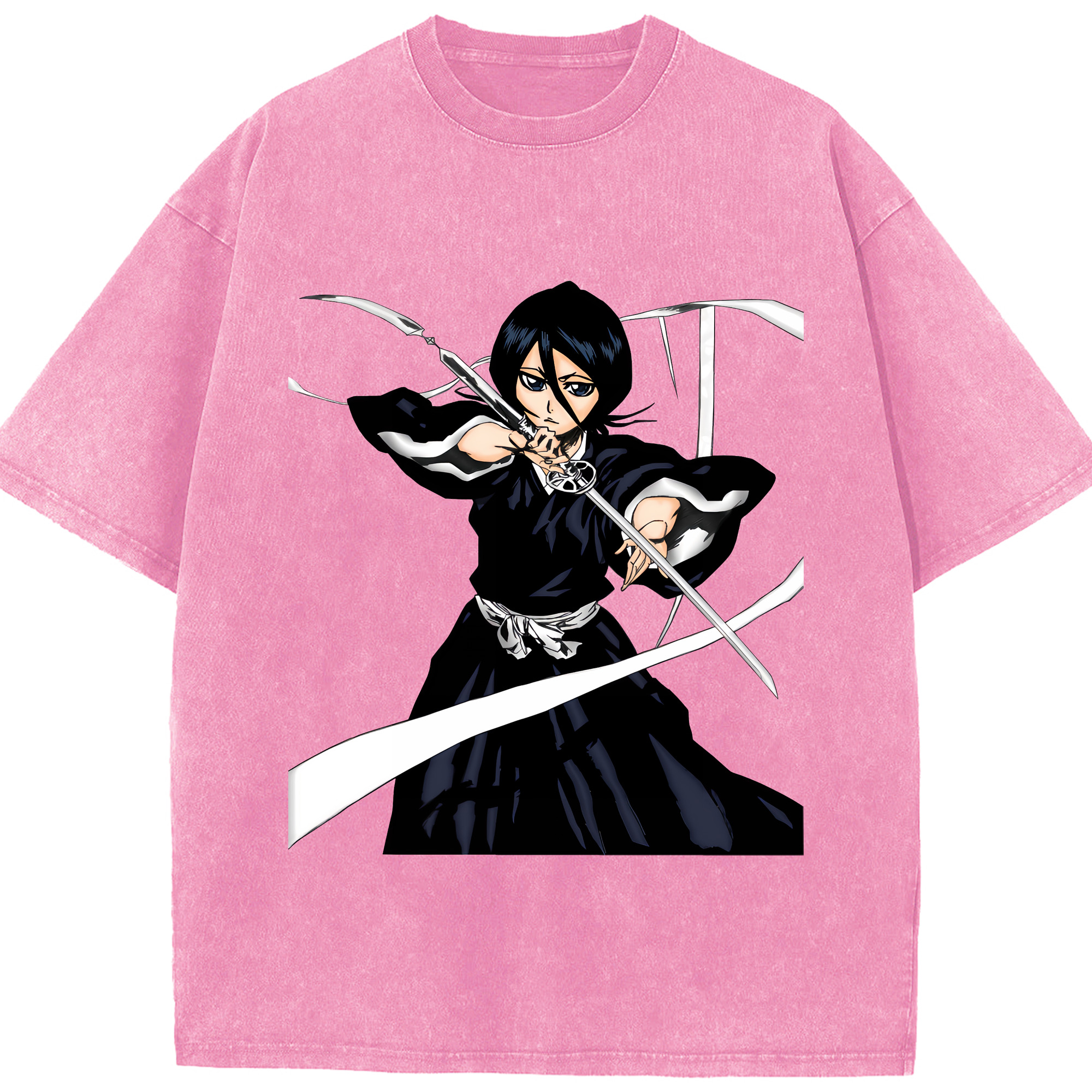 （画像用） ブリーチ 朽木ルキア BLEACH Kuchiki Rukia 綿100% ヴィンテージ風 半袖Tシャツ（フロントプリント）